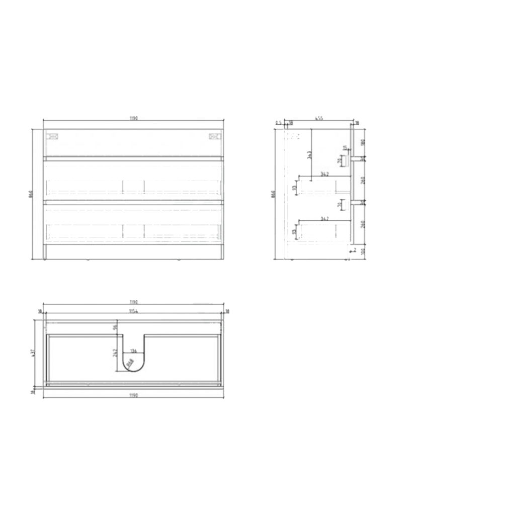 1200mm Plywood Floor Standing Vanity With Matt Black Basin - NZ Home ...